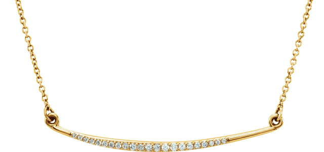 14K Gold Curved Bar Necklace - Yellow Gold