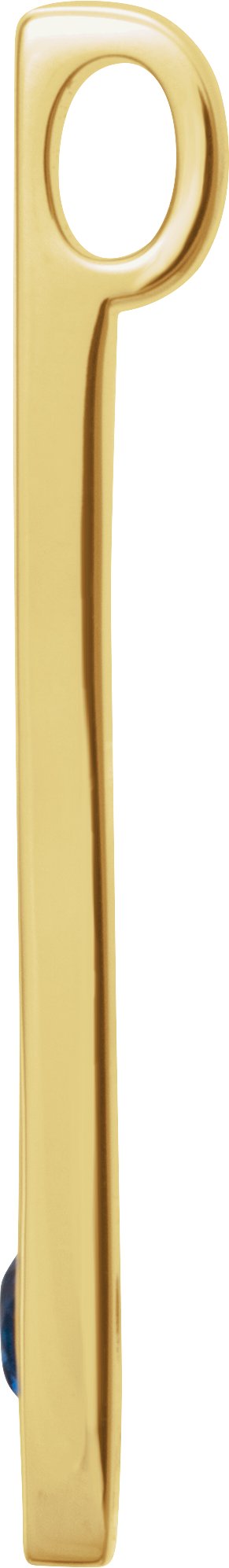 14K Gold Round Lab-Grown Blue Sapphire Family Engravable Bar Pendant - Yellow Gold - view 2