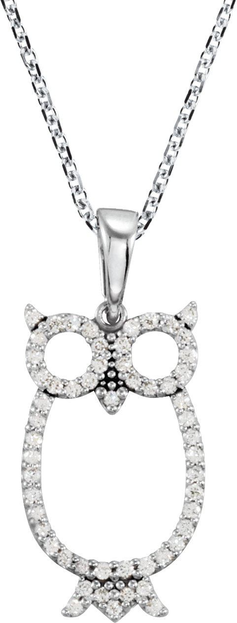 14K Gold Accented Owl Necklace