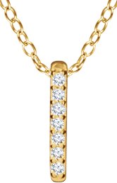 14K Gold Round Natural Diamond Bar Necklace – 0.05 CTW - Yellow Gold