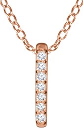 14K Gold Round Natural Diamond Bar Necklace – 0.05 CTW - Rose Gold