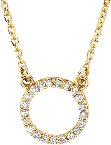 14K Gold Round Natural Diamond Circle Necklace - Yellow Gold
