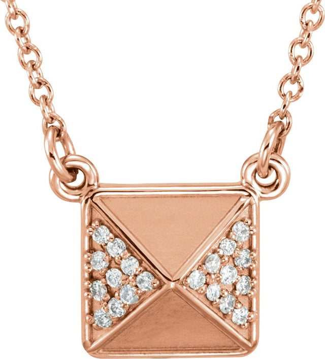 14K Gold Pyramid Necklace - Rose Gold