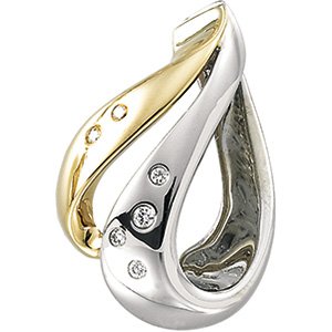 14K Gold Round Natural Diamond Accented Slide Pendant
