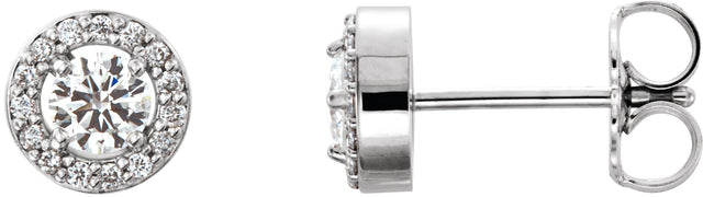 14K Gold Lab-Grown Diamond Round 4-Prong Halo-Style Earrings – 4mm Stones - White Gold