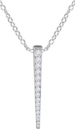 14K Gold Round Natural Diamond Graduated Bar Necklace - White Gold