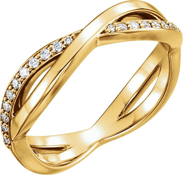 14K Gold Round Natural Diamond Infinity-Inspired Ring - Yellow Gold