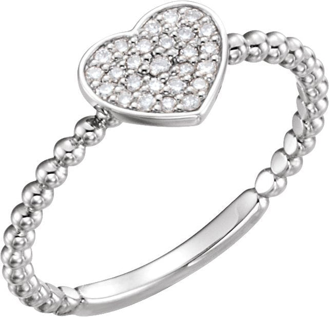 14K Gold Round Natural Diamond Cluster Heart Ring - White Gold