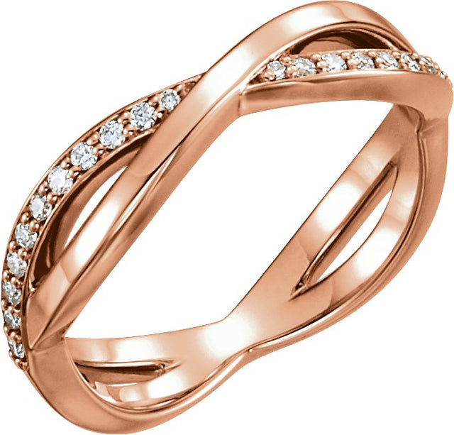 14K Gold Round Natural Diamond Infinity-Inspired Ring - Rose Gold