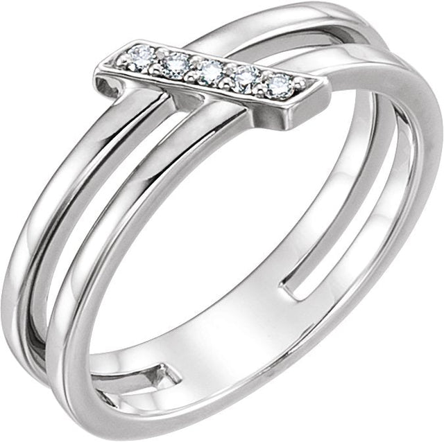Platinum Round Natural Diamond Bar Ring