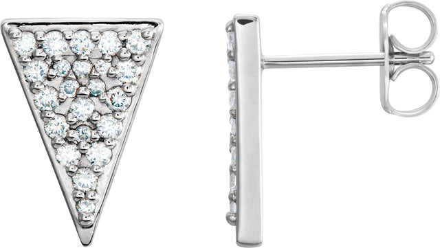 Platinum Round Natural Diamond Triangle Earrings – 1.3mm Stones