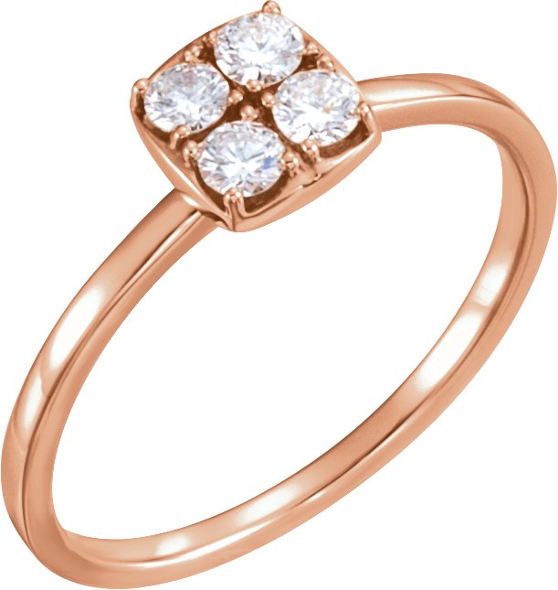 14K Gold Round Natural Diamond Stackable Cluster Ring – 2.5mm Stones - Rose Gold