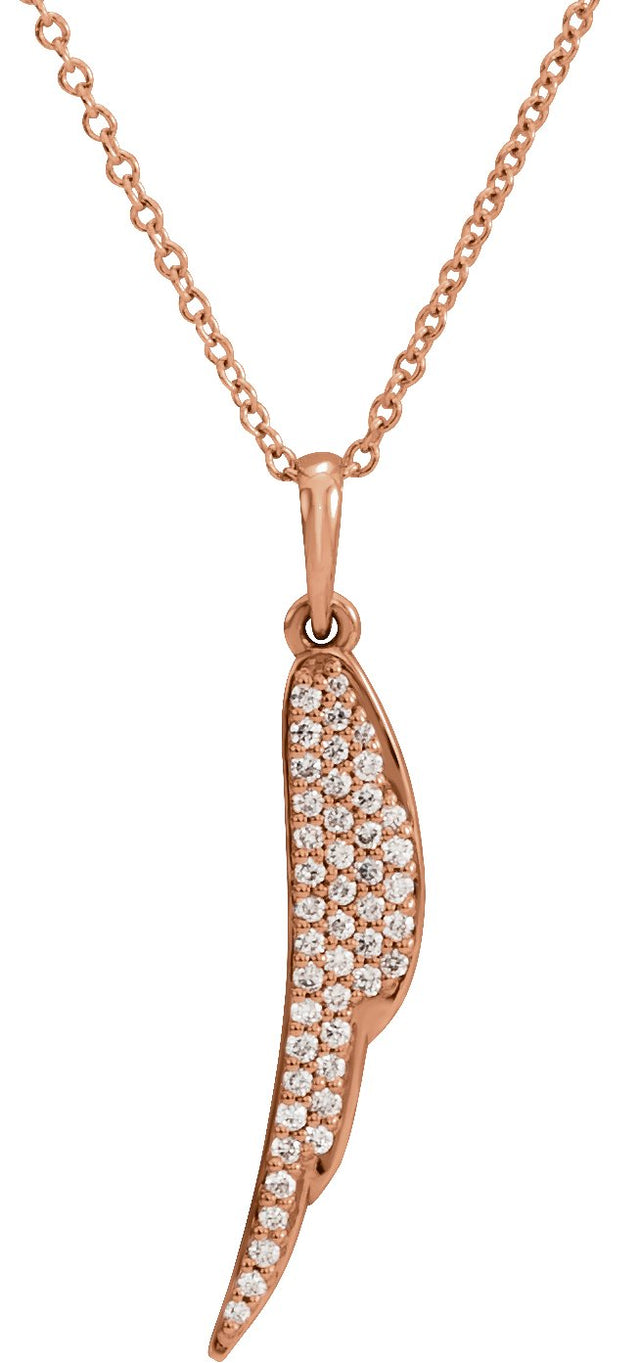 14K Gold Feather Necklace or Pendant - Rose Gold