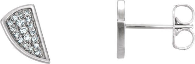 Platinum Round Natural Diamond Geometric Earrings II