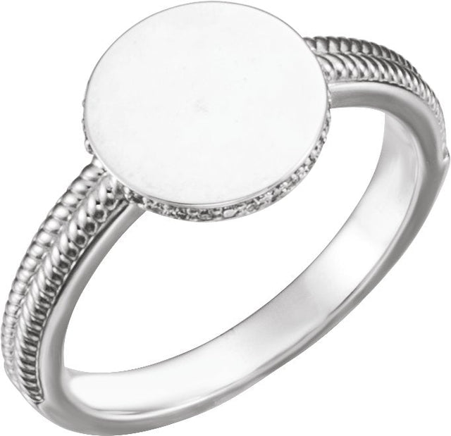 Platinum Natural Diamond Round Signet Ring