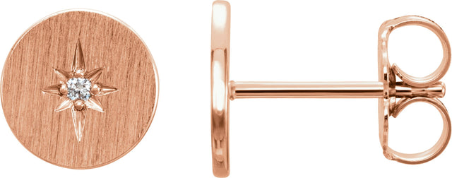 14K Gold Round Natural Diamond Accented Earrings II - Rose Gold