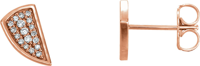 14K Gold Round Natural Diamond Geometric Earrings VI - Rose Gold