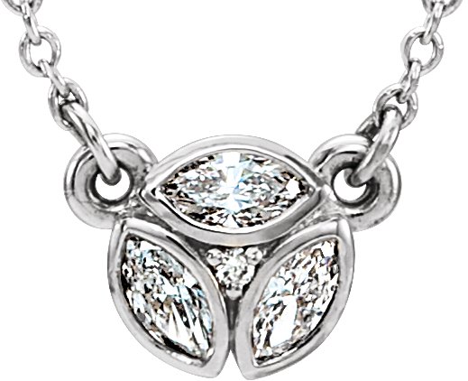 Platinum Marquise Natural Diamond Cluster Necklace