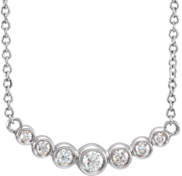 Platinum Round Natural Diamond Graduated Bezel-Set Necklace