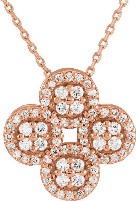 14K Gold Clover Necklace or Pendant - Rose Gold