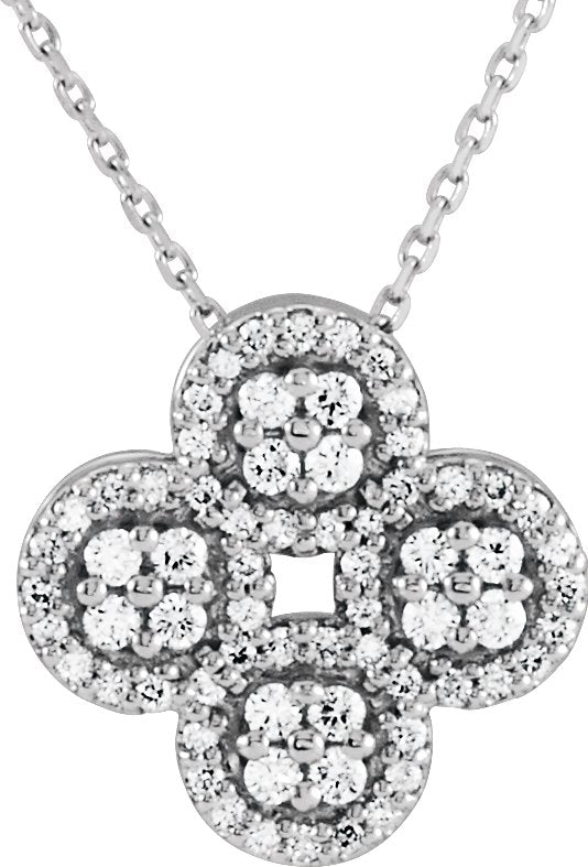 14K Gold Clover Necklace or Pendant - White Gold