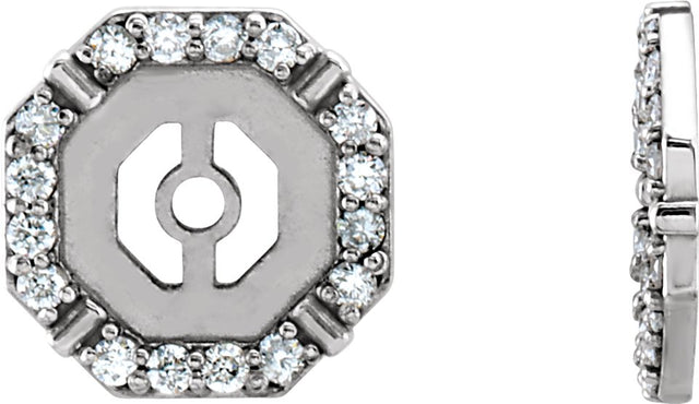 14K Gold Natural Diamond Geometric Earring Jackets II - White Gold