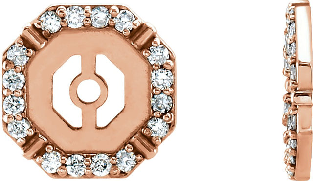 14K Gold Natural Diamond Geometric Earring Jackets II - Rose Gold