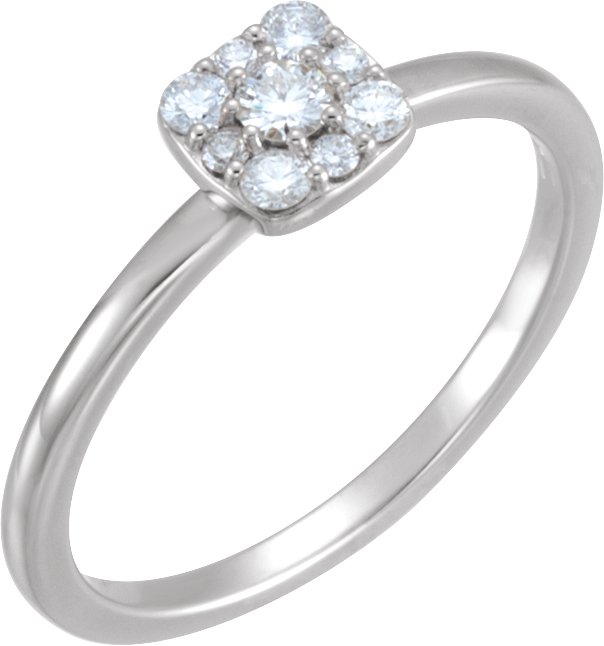 14K Gold Round Natural Diamond Stackable Cluster Ring – 2.7mm Stones - White Gold