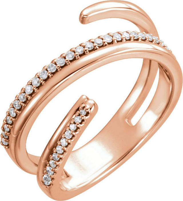 14K Gold Round Natural Diamond Negative Space Ring II - Rose Gold