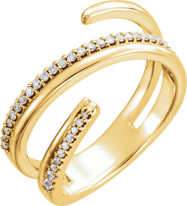 14K Gold Round Natural Diamond Negative Space Ring II - Yellow Gold