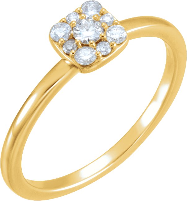14K Gold Round Natural Diamond Stackable Cluster Ring – 2.7mm Stones - Yellow Gold