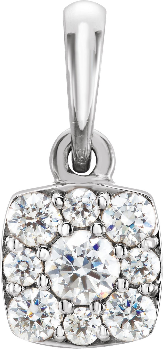 Platinum Round Natural Diamond Cluster Pendant – 2.7mm Stones