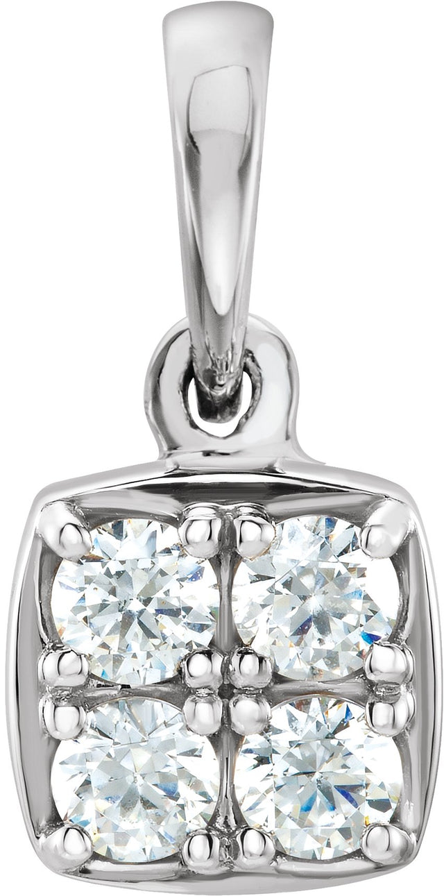 Platinum Round Natural Diamond Cluster Pendant – 2.5mm Stones