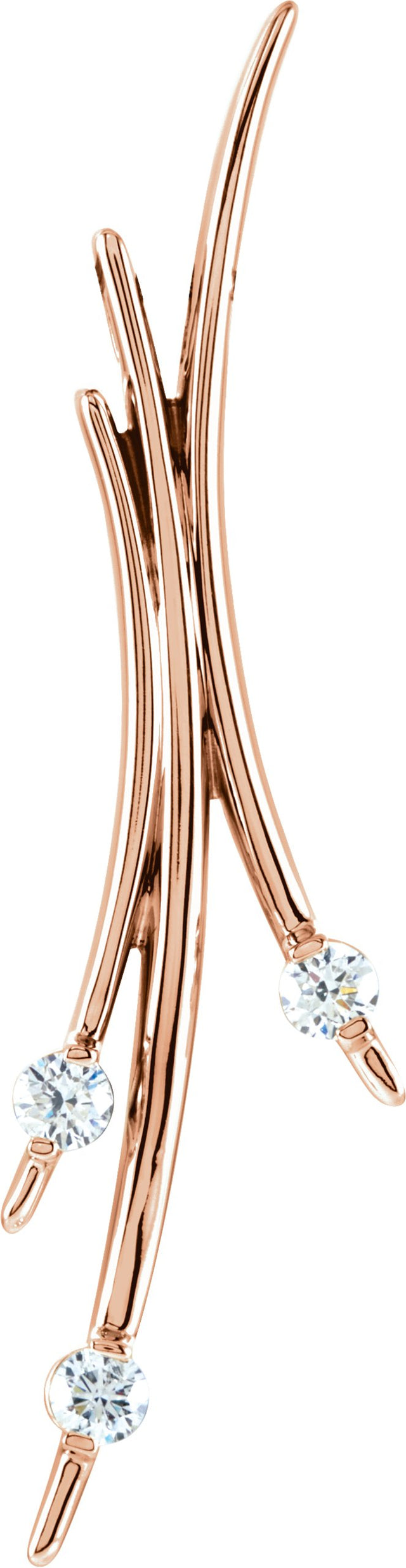 14K Gold Round Natural Diamond Three-Stone Freeform Pendant – 3.4-3.5mm Stones - Rose Gold