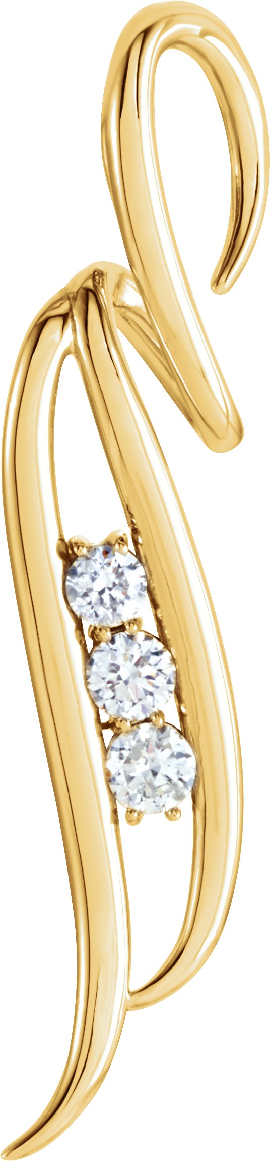 14K Gold Round Natural Diamond Accented Freeform Pendant - Yellow Gold