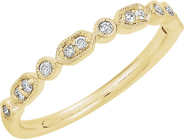 14K Gold Round Natural Diamond Accented Stackable Ring – 1/8 CTW - Yellow Gold