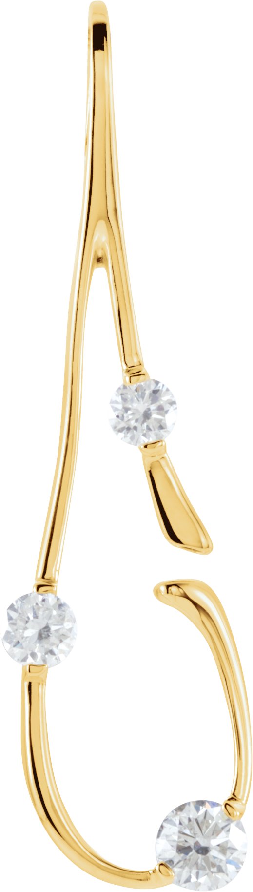 14K Gold Round Natural Diamond Accented Freeform Pendant – 1/2 CTW - Yellow Gold