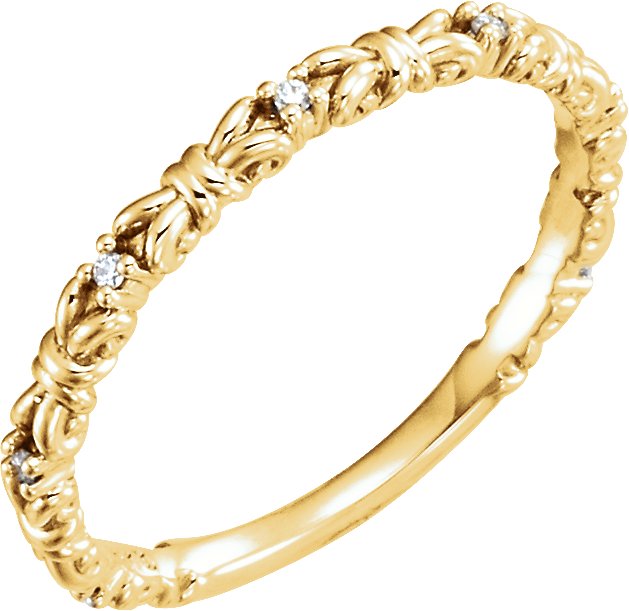 14K Gold Round Natural Diamond Stackable Ring II - Yellow Gold