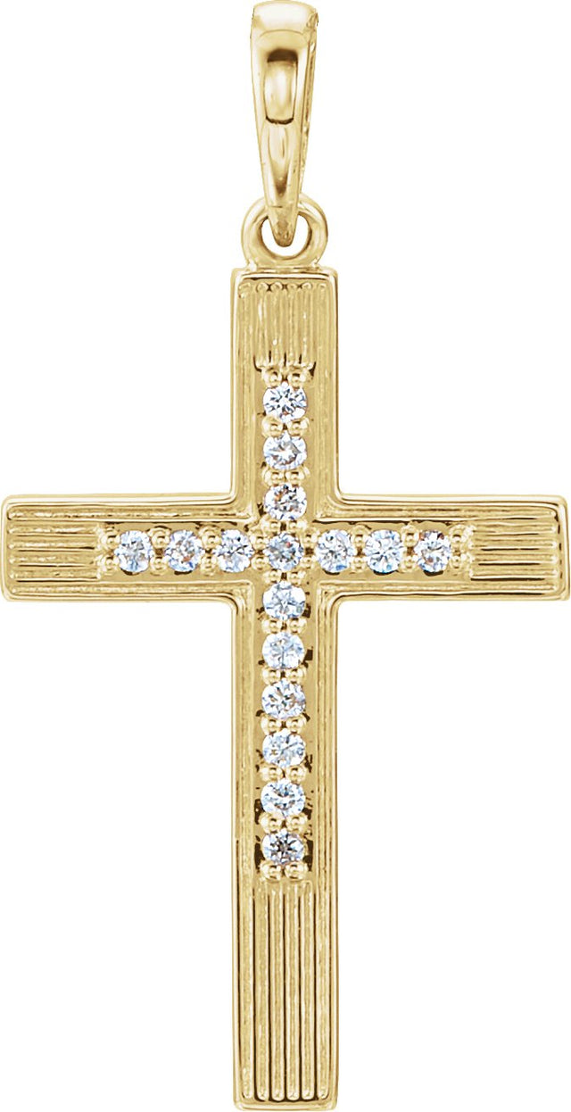 14K Gold Round Natural Diamond Cross Pendant – 0.07 CTW - Yellow Gold