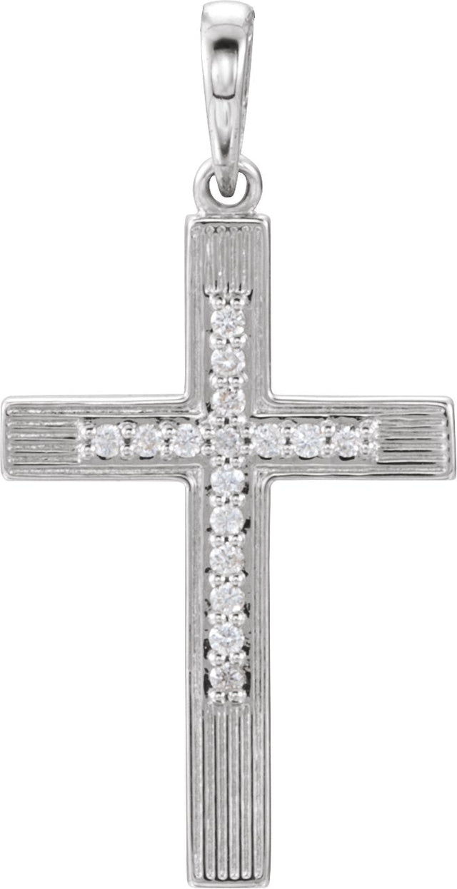 14K Gold Round Natural Diamond Cross Pendant – 0.07 CTW - White Gold