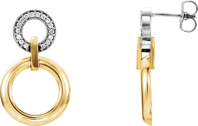 14K Gold Round Natural Diamond Accented Geometric Earrings