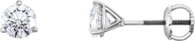 14K Gold Natural Diamond Round 3-Prong Cocktail-Style Stud Earrings II - White Gold