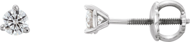 14K Gold Natural Diamond Round 3-Prong Cocktail-Style Stud Earrings II - White Gold