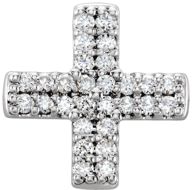 14K Gold Round Natural Diamond Cross Necklace or Pendant – 0.07 CTW - White Gold