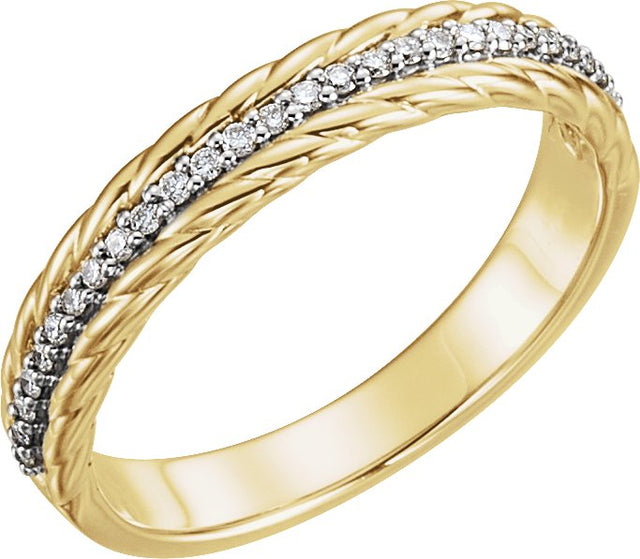 14K Gold Round Natural Diamond Rope Ring - Two-Tone
