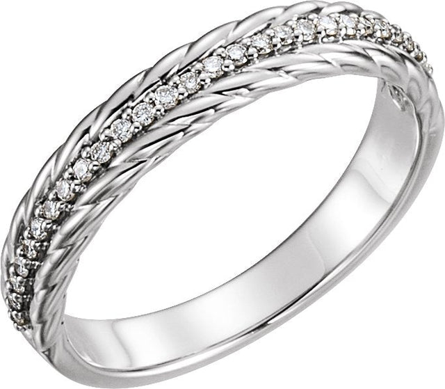 Platinum Round Natural Diamond Rope Ring