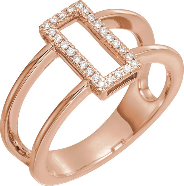 14K Gold Round Natural Diamond Geometric Ring IV - Rose Gold