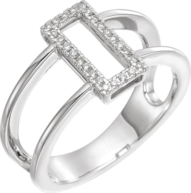 14K Gold Round Natural Diamond Geometric Ring IV - White Gold