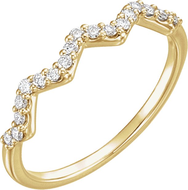 14K Gold Round Natural Diamond Stackable Ring - Yellow Gold