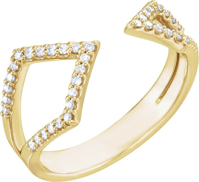 14K Gold Round Natural Diamond Geometric Ring – 1mm Stones - Yellow Gold
